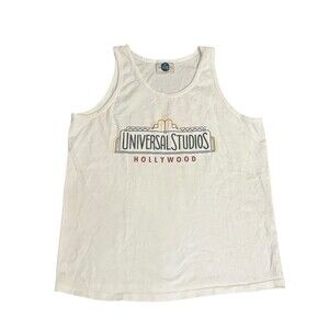 Vintage Universal Studios Hollywood Tank Top White Graphic USA Made Men’s Large